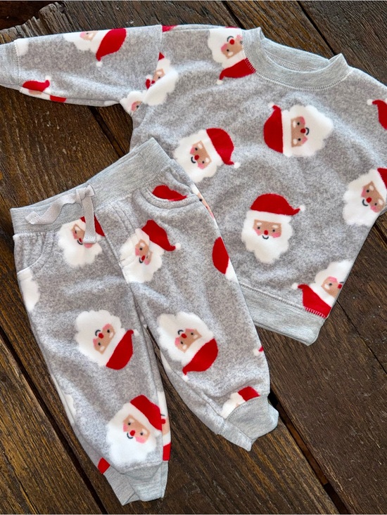 Carter's Other - Carter’s Christmas Santa Claus Fleece Gray Red Sweatshirt Jogger Pants Set 6M